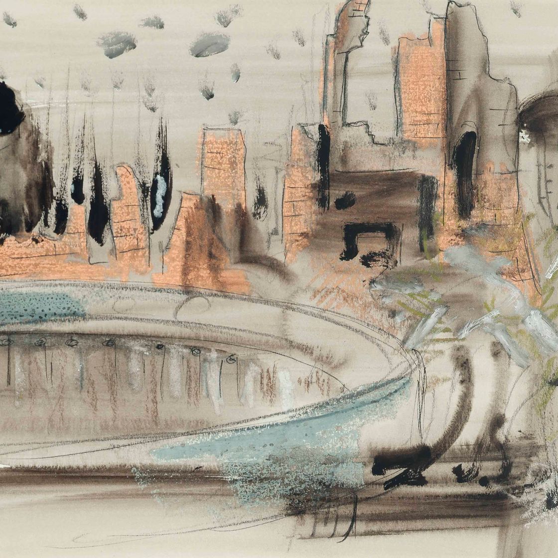 John Piper — Классические руины, Вилла Адриана, Тиволи