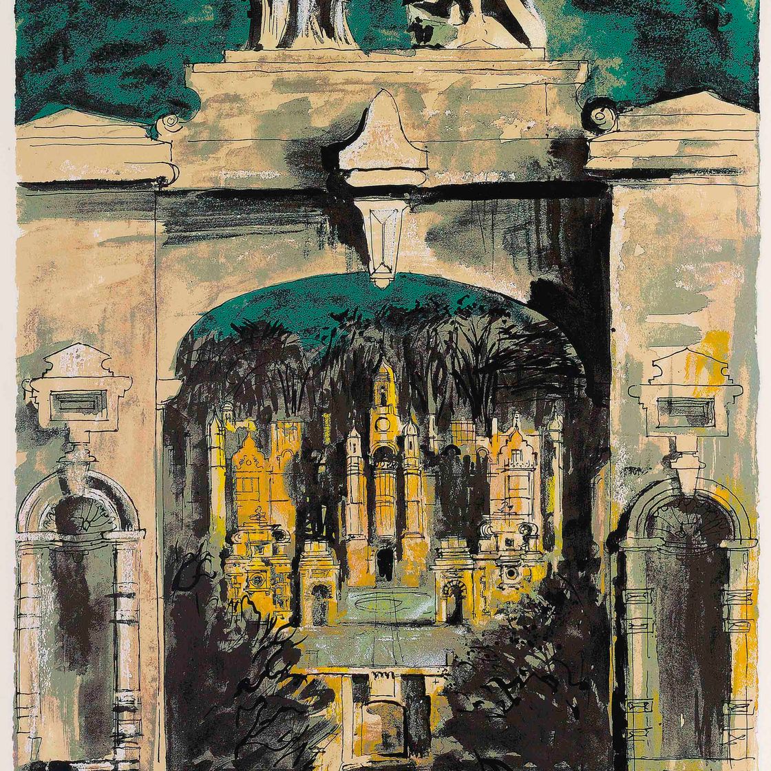 John Piper — Харлакстон через ворота, из викторианских дворцов мечты (Левинсон, 275)