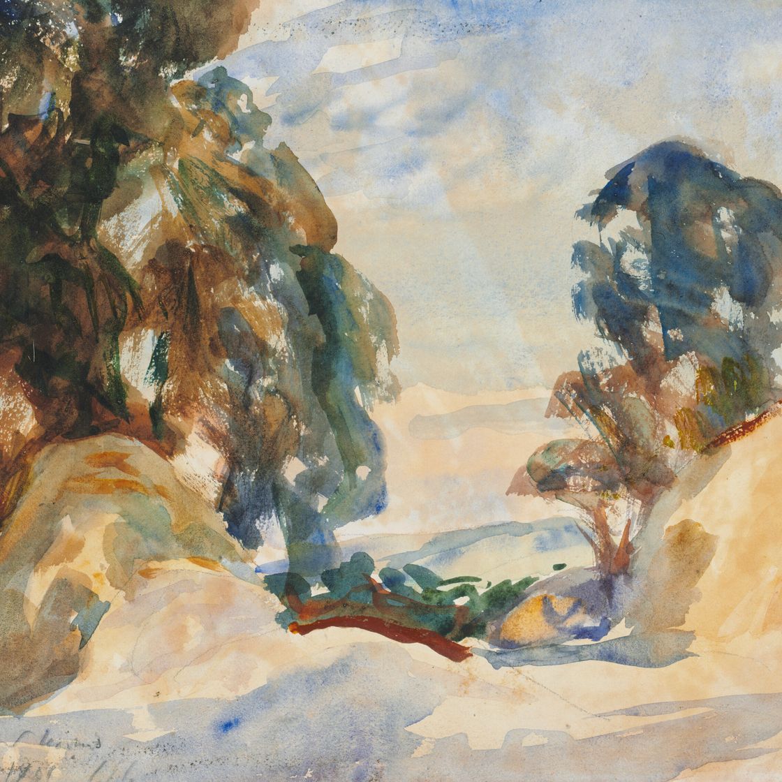 John Singer Sargent — Пейзаж с деревьями, возможно, Уэндовер, Бакингемшир, изображение 1