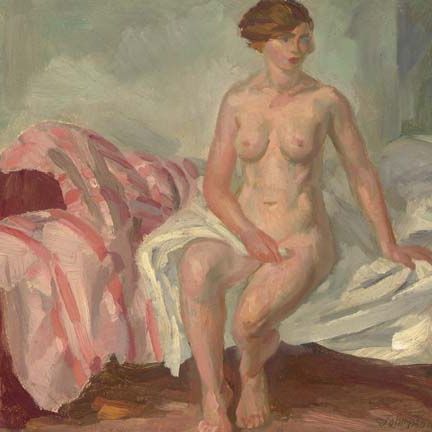John Sloan — Покрывало в розовую полоску телесного цвета