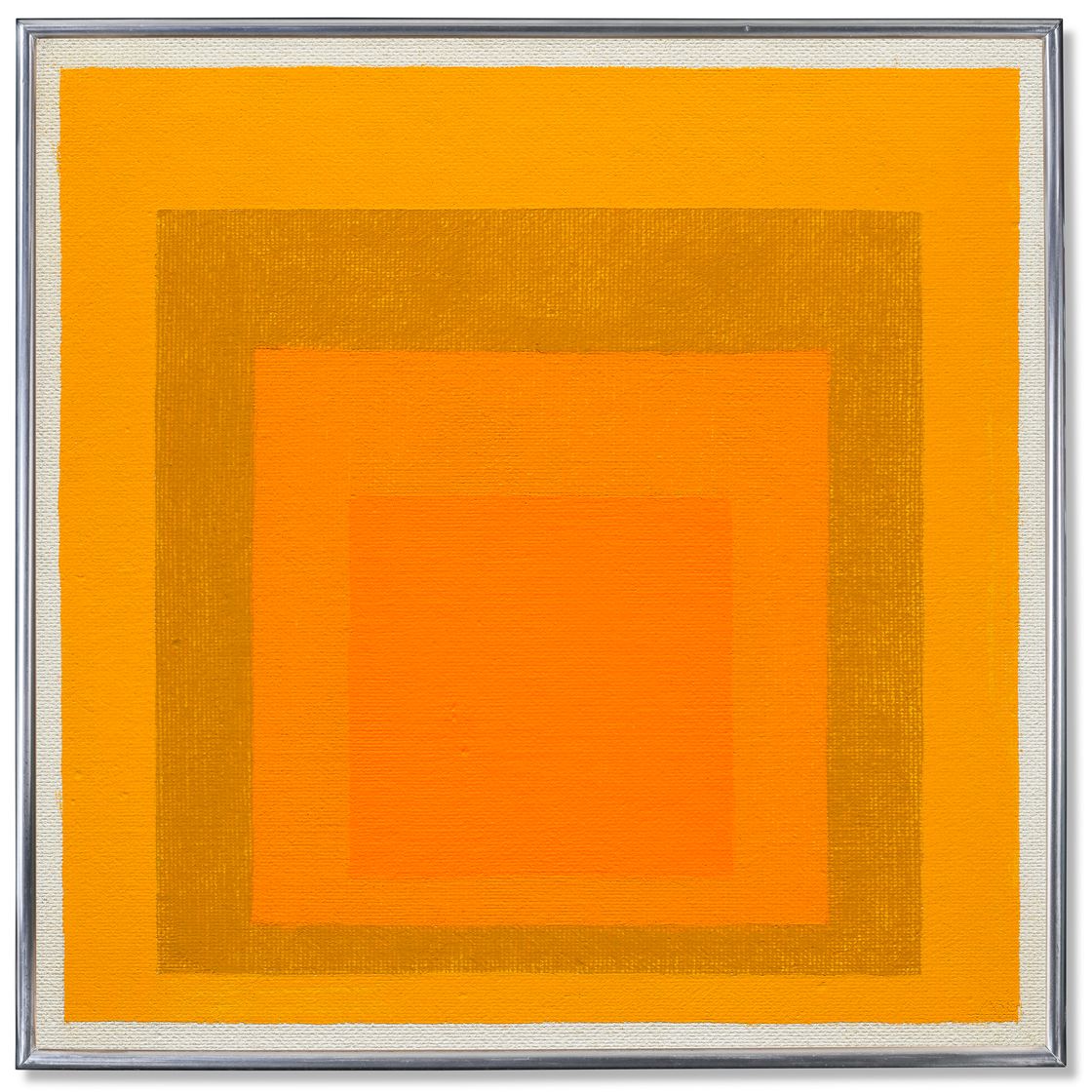Josef Albers — Этюд в честь Площади: два теплых оранжевых с зеленоватым и бледно-желтым, изображение 1
