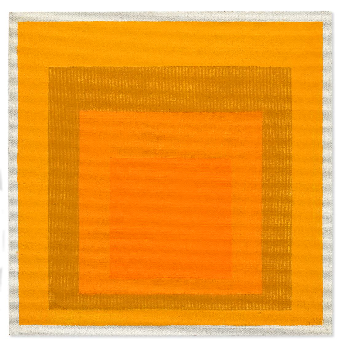 Josef Albers — Этюд в честь Площади: два теплых оранжевых с зеленоватым и бледно-желтым, изображение 2