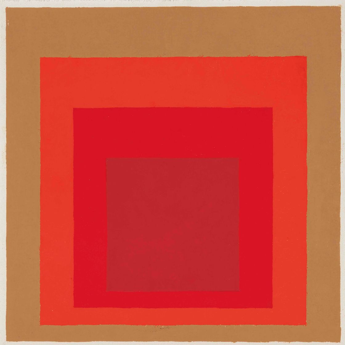 Josef Albers — Этюд в честь Площади: три красных и охряных оттенка