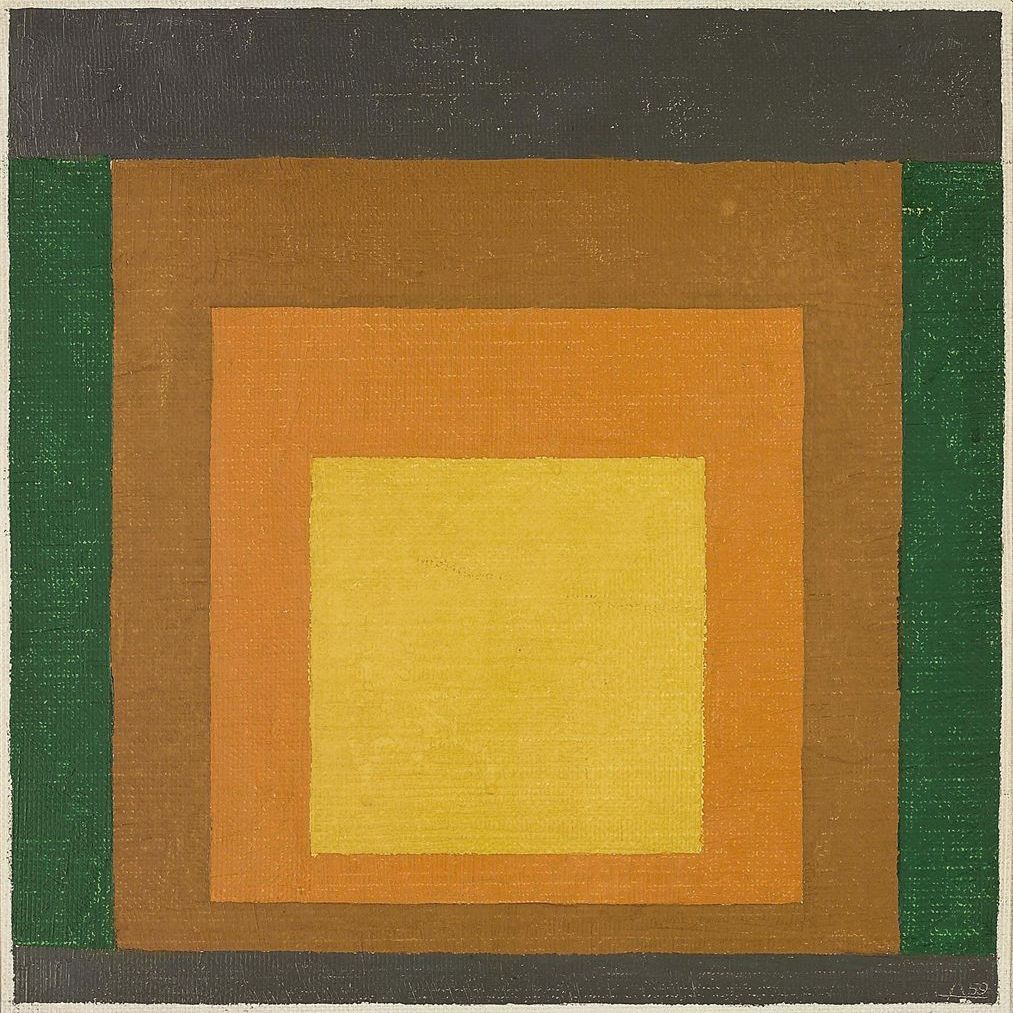 Josef Albers — Этюд в честь Площади: "3 желтых цвета с зеленым и серым"