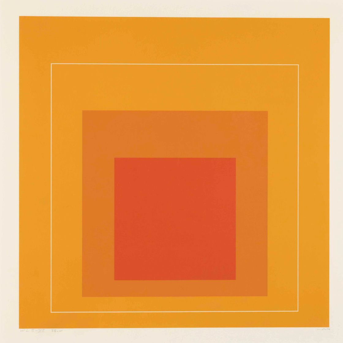 Josef Albers — Квадрат XII с белой линией, из квадратов с белой линией
