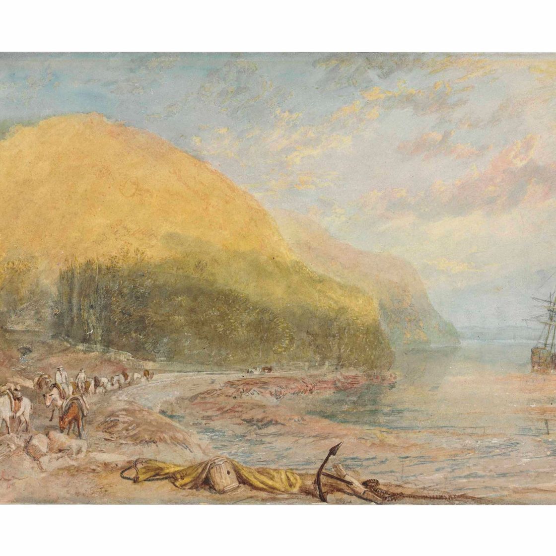Joseph Mallord William Turner — Долина Тави, недалеко от Мэри-Тави, Девон, с вьючными лошадьми на переднем плане