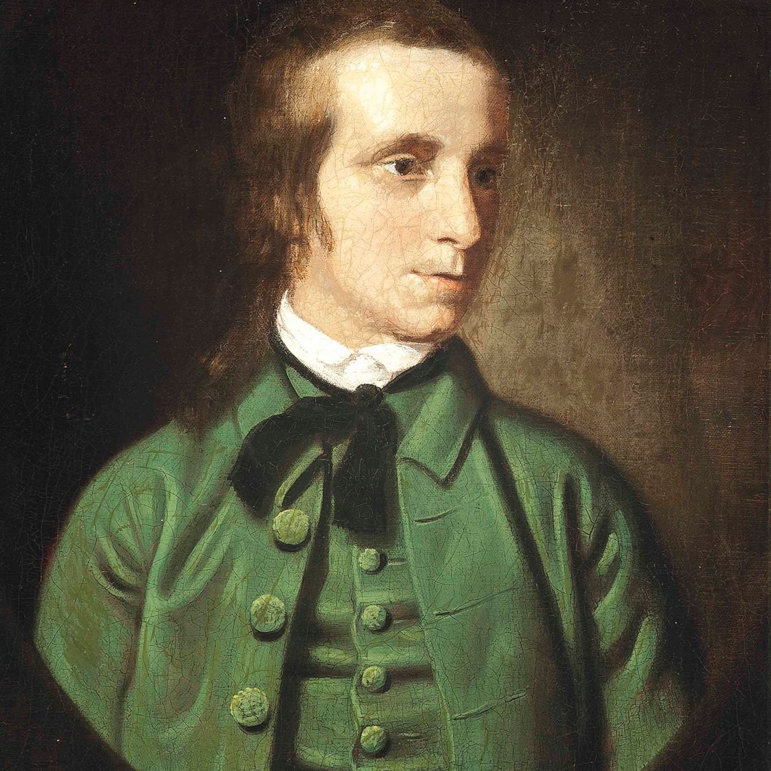 Joseph Wright Of Derby — Портрет молодого человека в полный рост, в зеленом пиджаке и черном галстуке