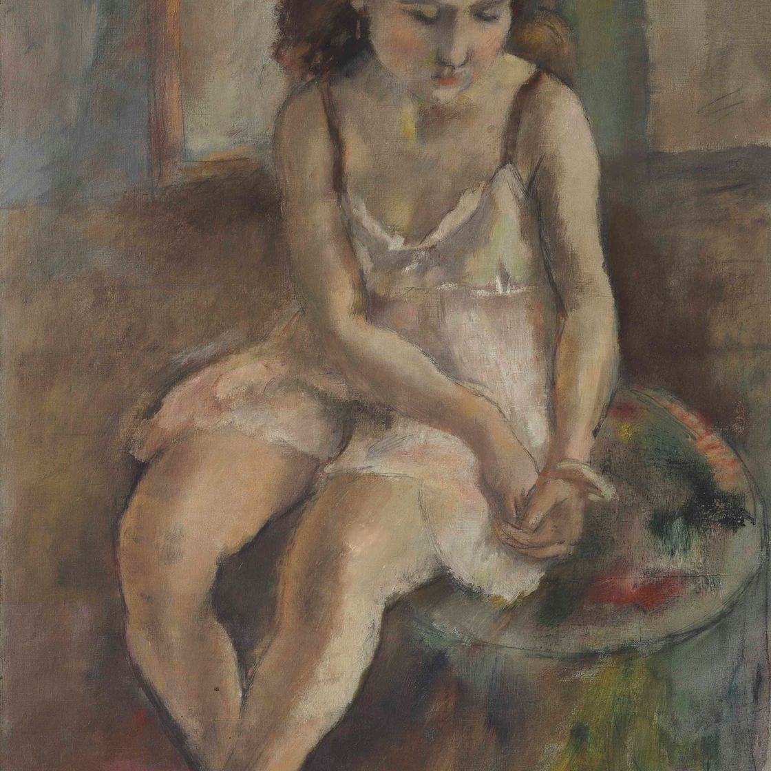Jules Pascin — Молодая девушка задумчива