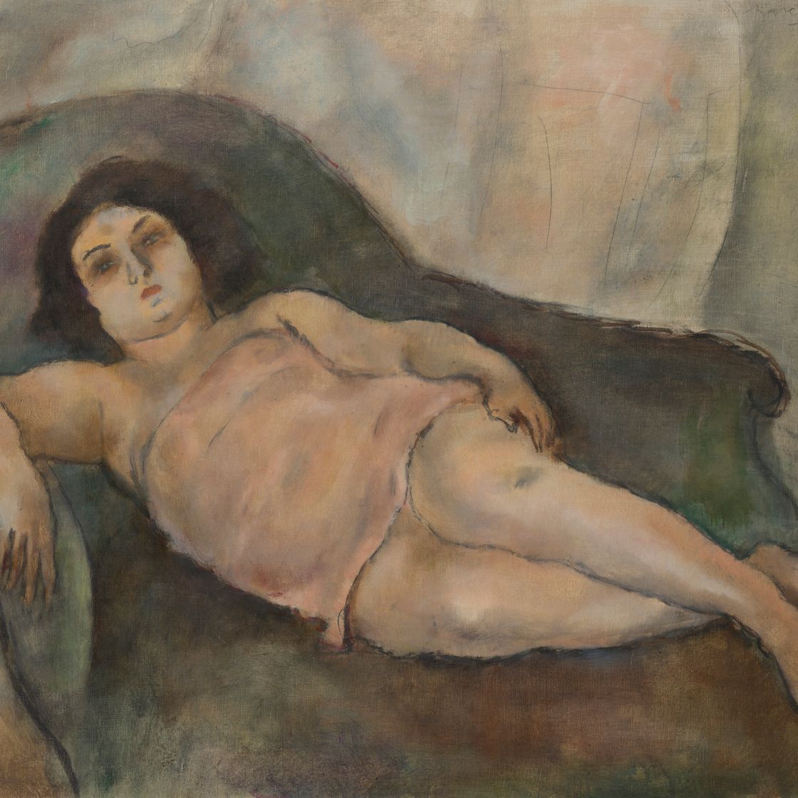 Jules Pascin — Модель розовой сорочки, изображение 1