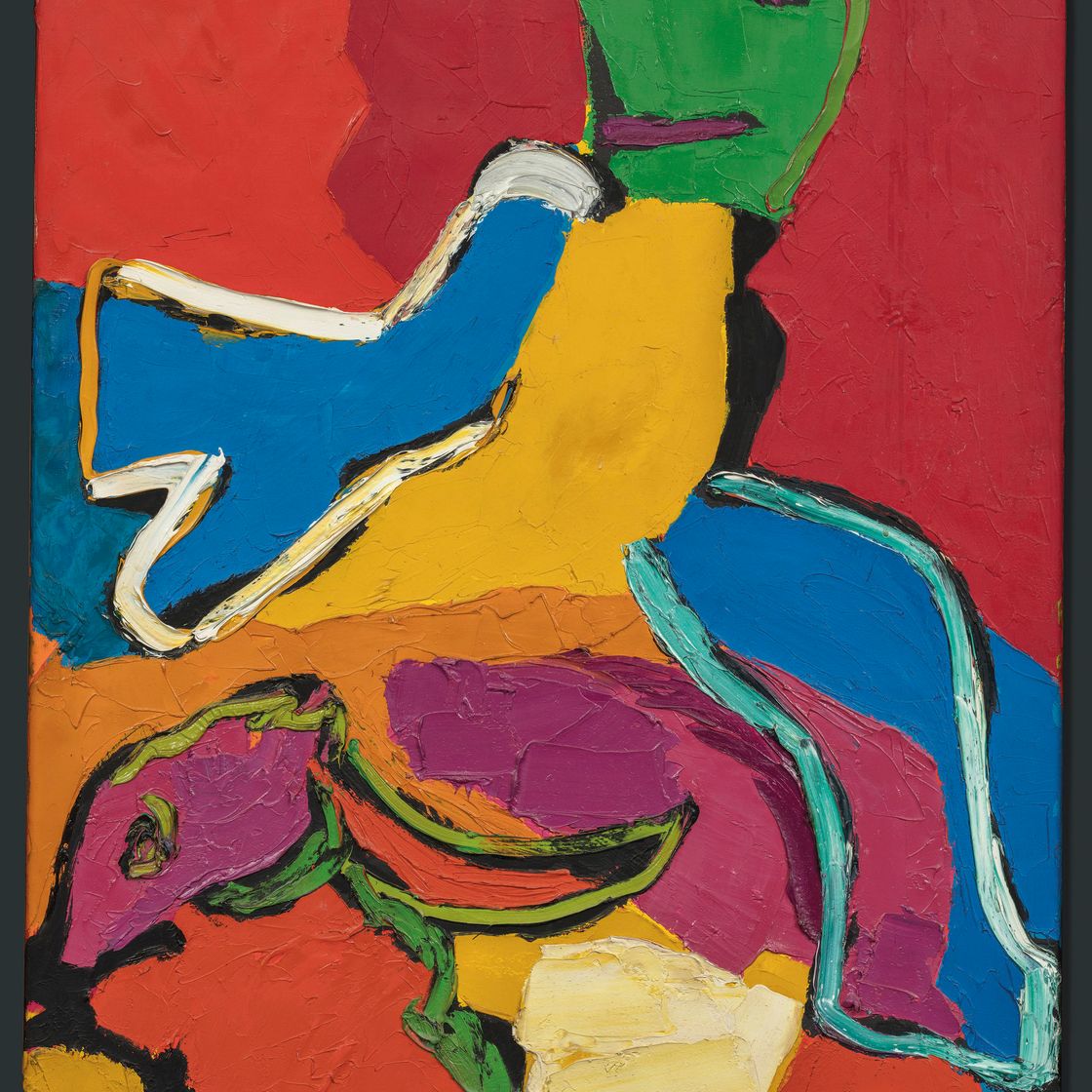 Karel Appel — Бегущий мальчик с птицей