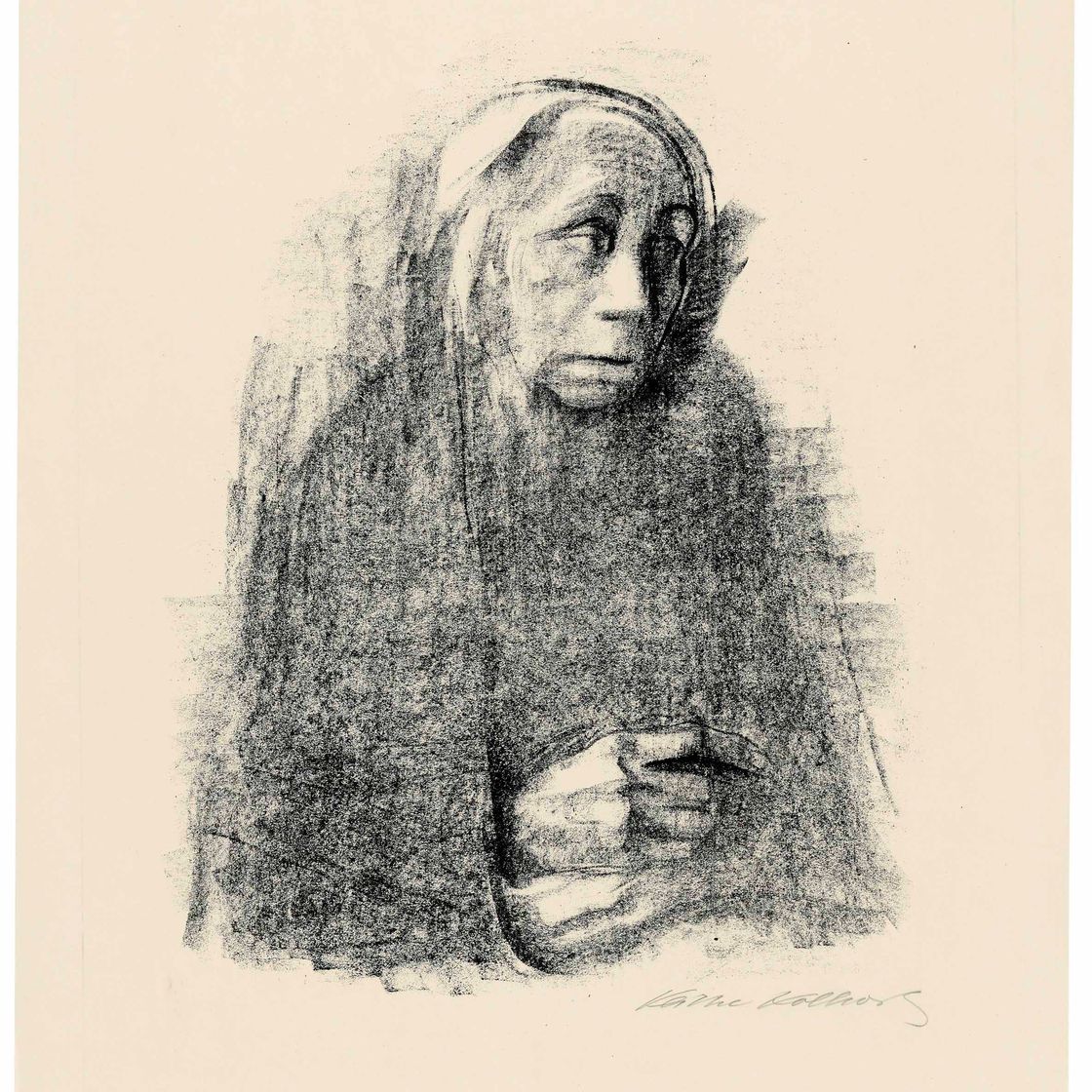 Käthe Kollwitz — Sitzende Frau mit Umschlagtuch (Сидящая женщина в шали)