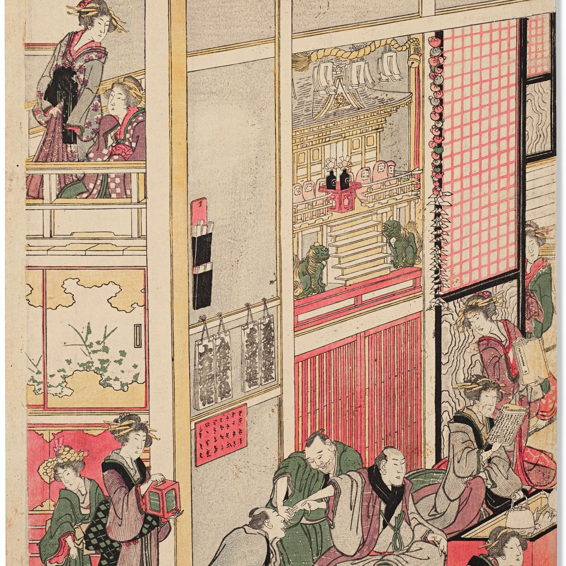 Katsushika Hokusai — Новый год в Йошиваре, изображение 4