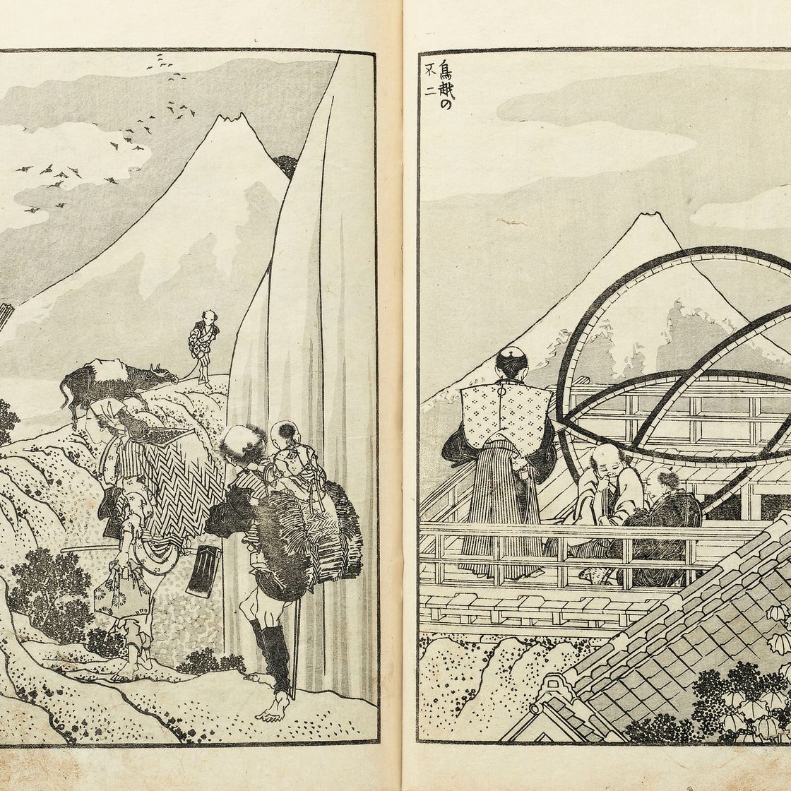 Katsushika Hokusai — Фугаку хяккэй ("Сто видов горы Фудзи"), 1834-35; ок. 1849 (том 3), изображение 9