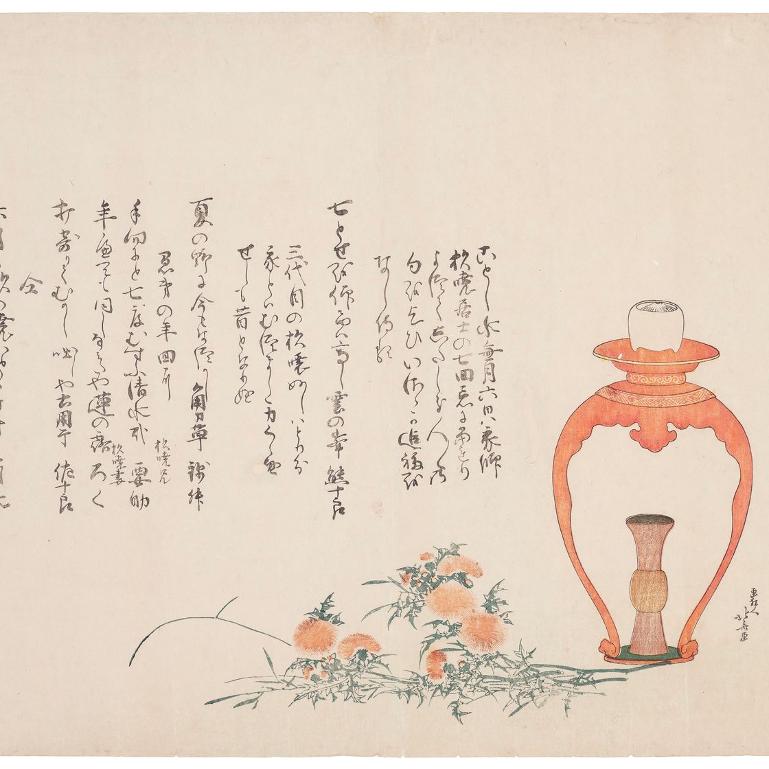 Katsushika Hokusai — Курильница и подставка для благовоний
