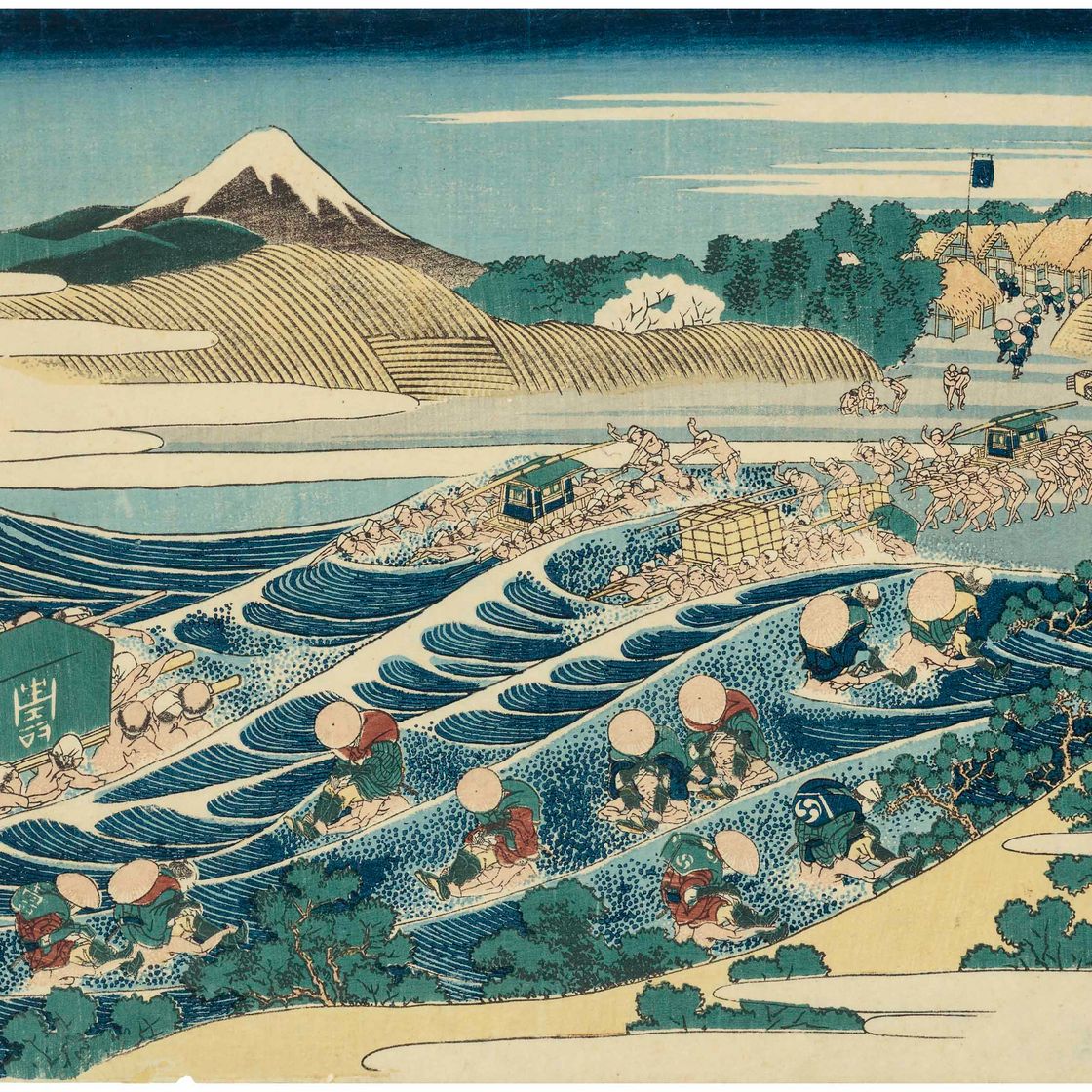 Katsushika Hokusai — ТОКАЙДО КАНАЯ-НО-ФУДЗИ (ГОРА ФУДЗИ, ВИДИМАЯ ИЗ КАНАИ ПО ДОРОГЕ НА ТОКАЙДО), ИЗ СЕРИИ "ФУГАКУ САНДЗЮРОККЕЙ" ("ТРИДЦАТЬ ШЕСТЬ ВИДОВ ГОРЫ ФУДЗИ")