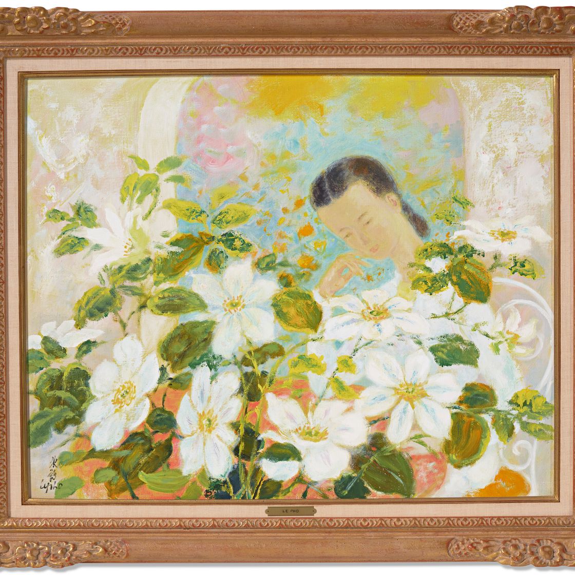 Le Pho — Молодая женщина с клематисами (Дама с ломоносом), изображение 2