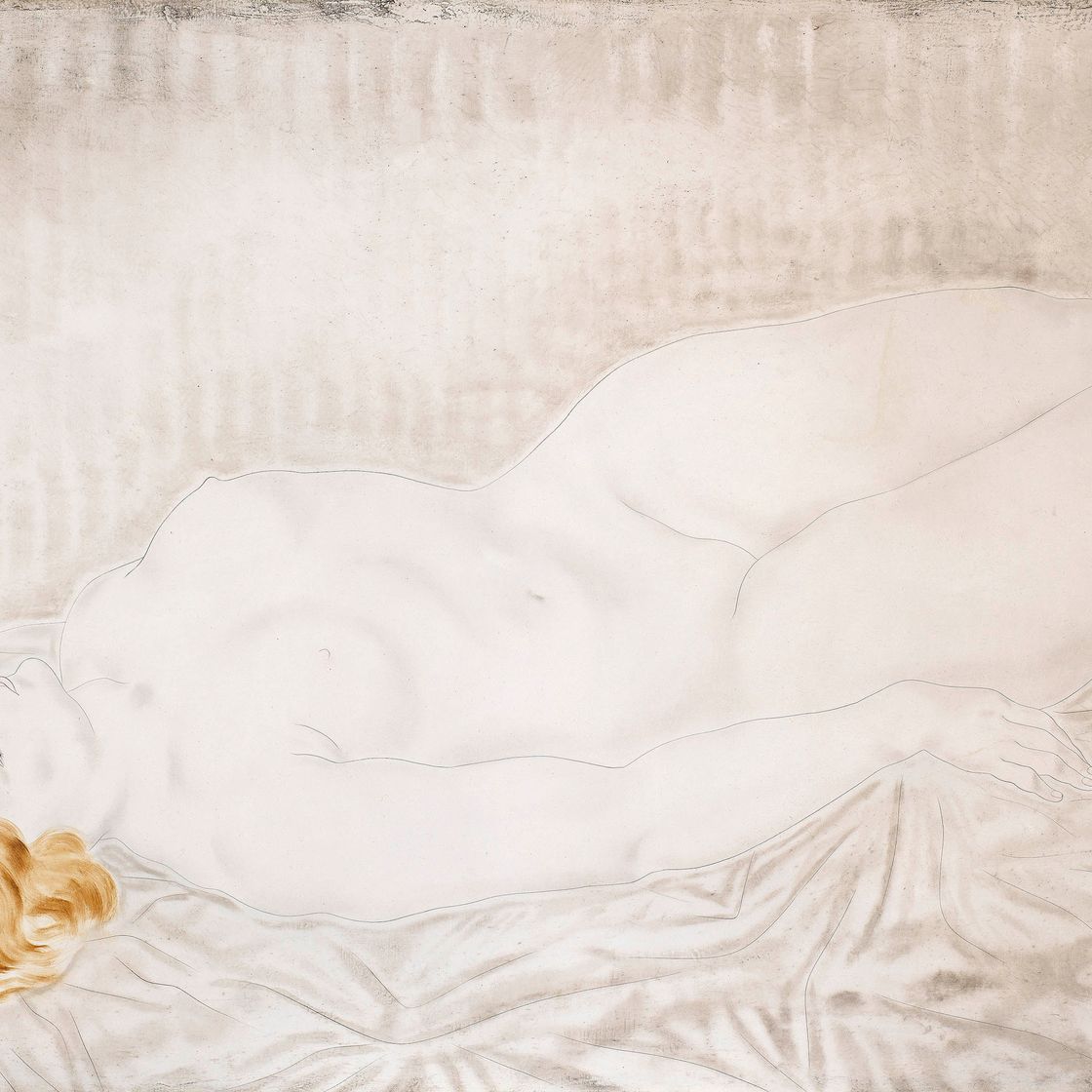Léonard Tsuguharu Foujita — ПОРТРЕТ ЮКИ АЛЛОНГЕ (ОБНАЖЕННАЯ ЮКИ, ЛЕЖАЩАЯ НАВЗНИЧЬ)