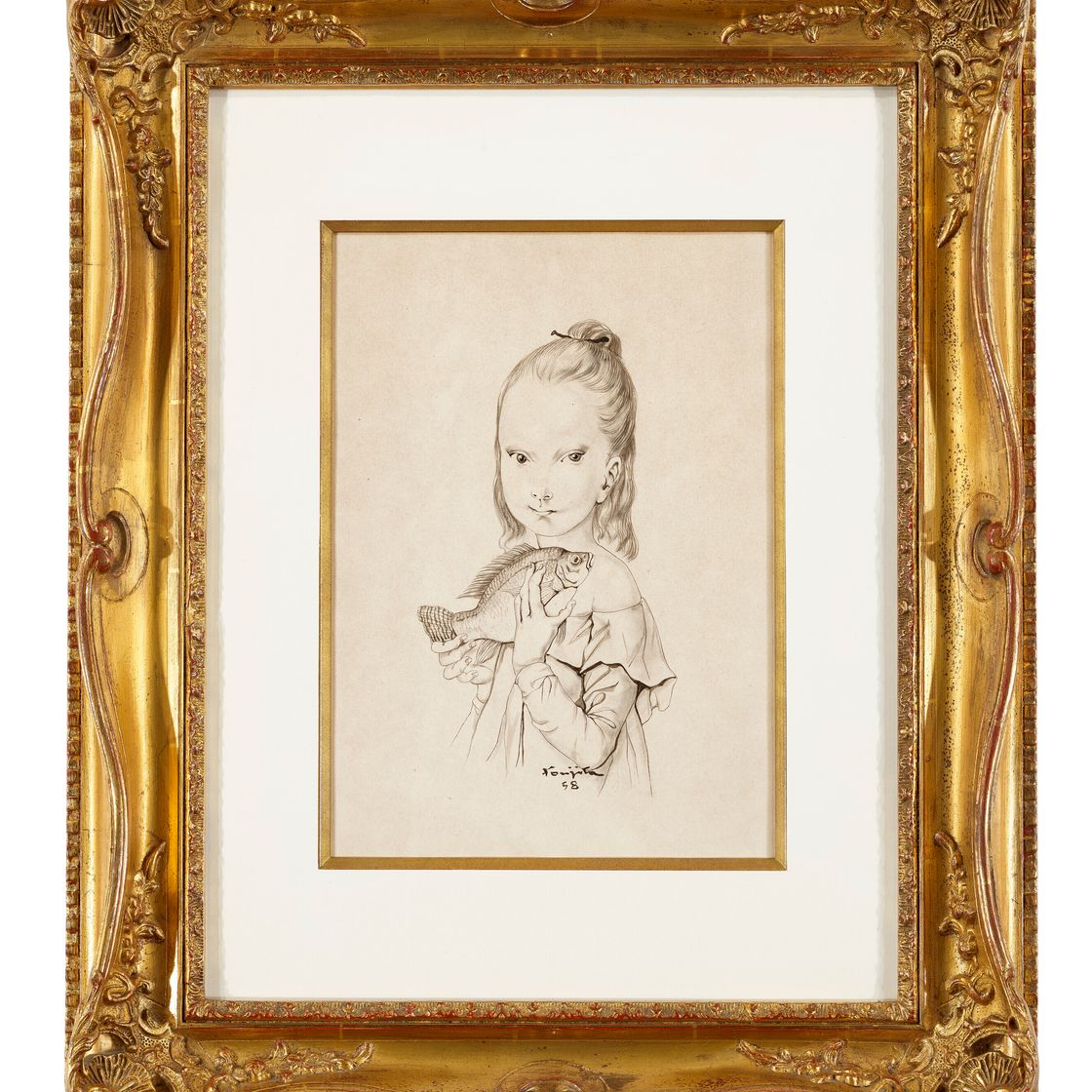 Léonard Tsuguharu Foujita — Филе из Пуассона (Маленькая девочка с рыбой)