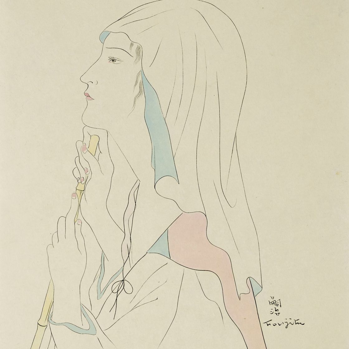 Léonard Tsuguharu Foujita — Женщина с бамбуком (для "Цветочных композиций из золотых петушков" )