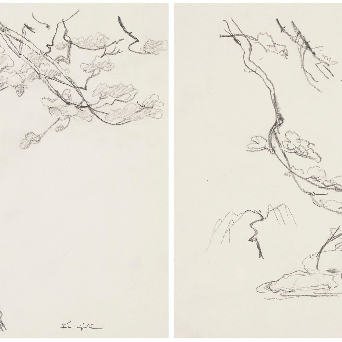 Léonard Tsuguharu Foujita — Без названия (L'arbre); и без названия (La paysage)