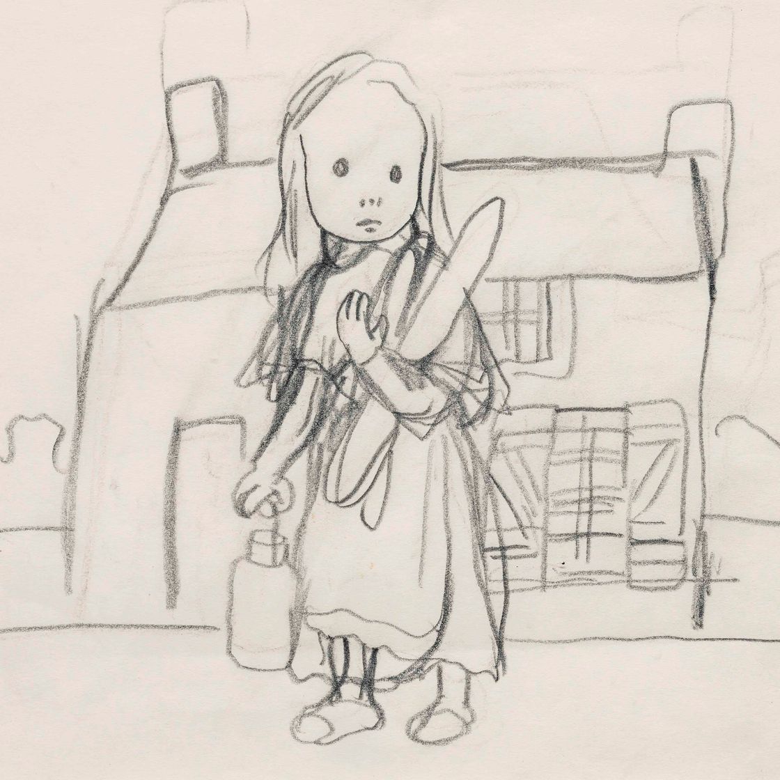 Léonard Tsuguharu Foujita — Маленькое филе с багетом и в горшочке с молоком