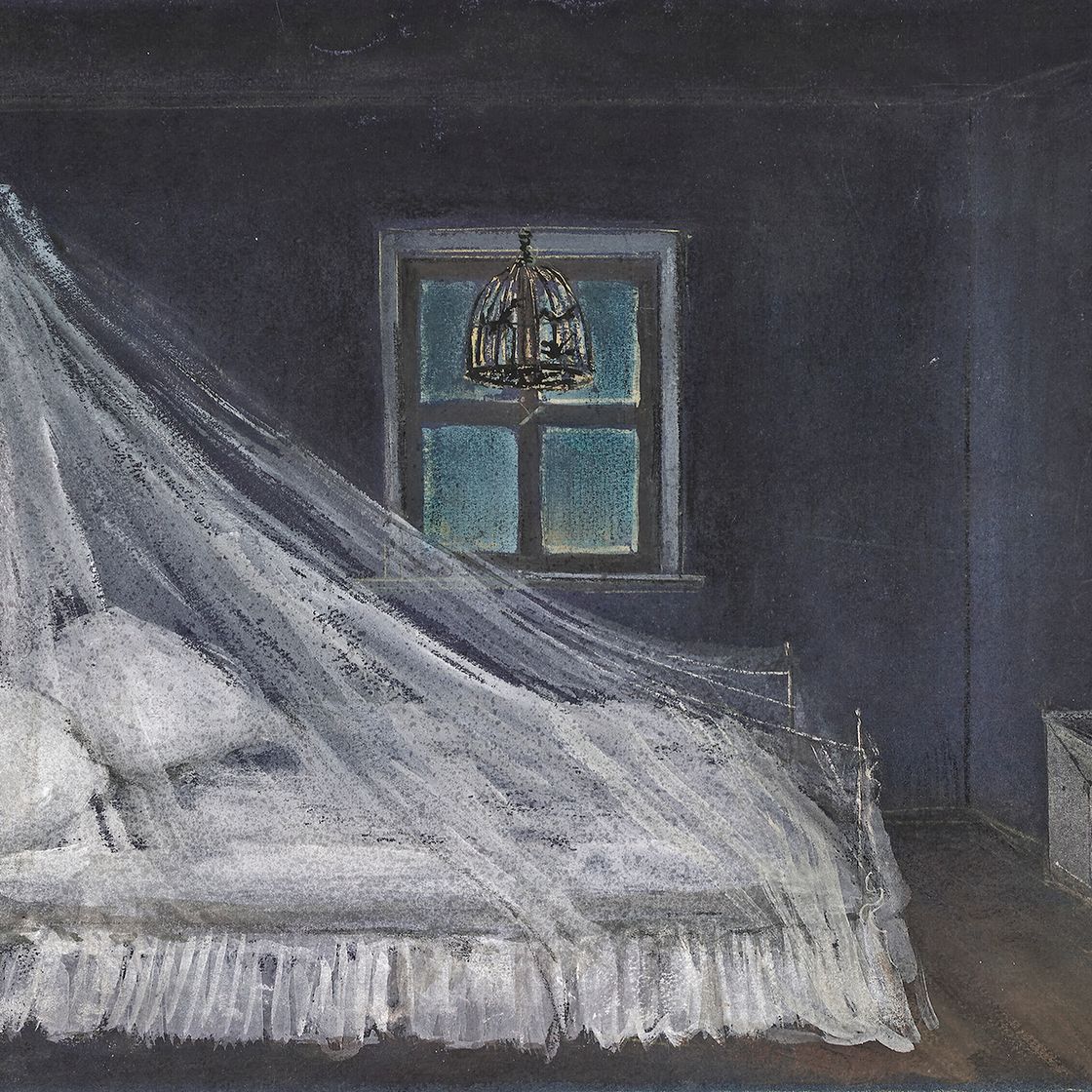 Leonor Fini — Комната, проект декора для "Ночных девиц"