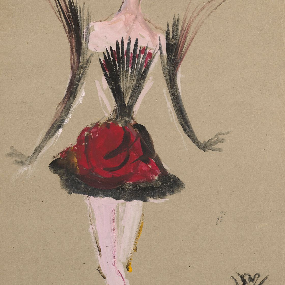 Leonor Fini — Макет костюма для "Встречи с Леонор" ( спереди и сзади )