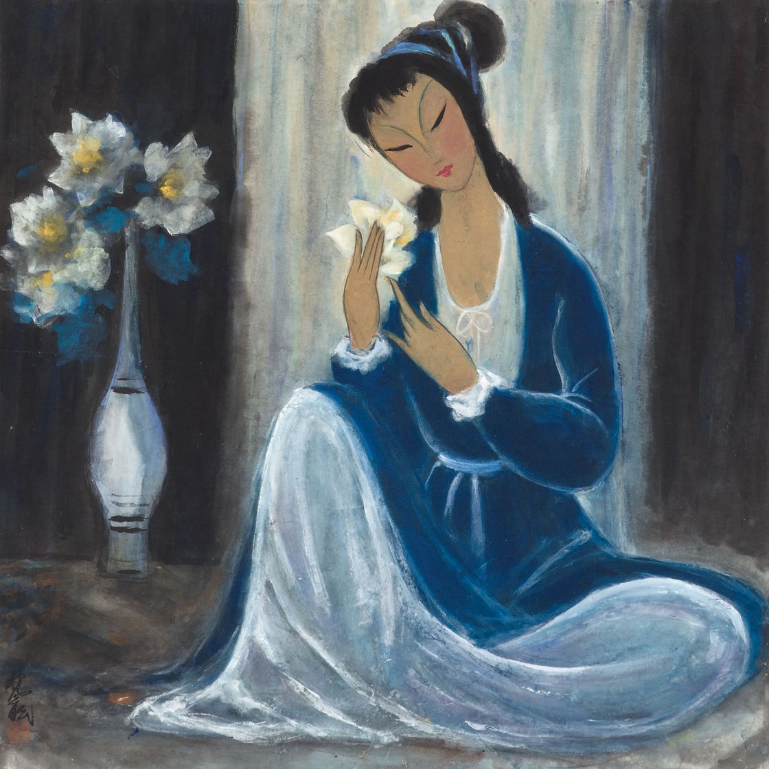 Lin Fengmian — Дама в голубом