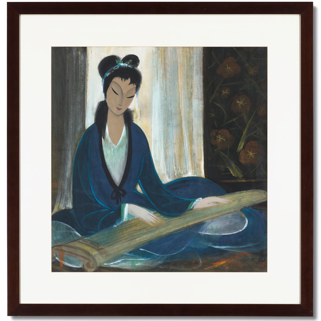 Lin Fengmian — Леди, играющая в Цинь, изображение 2