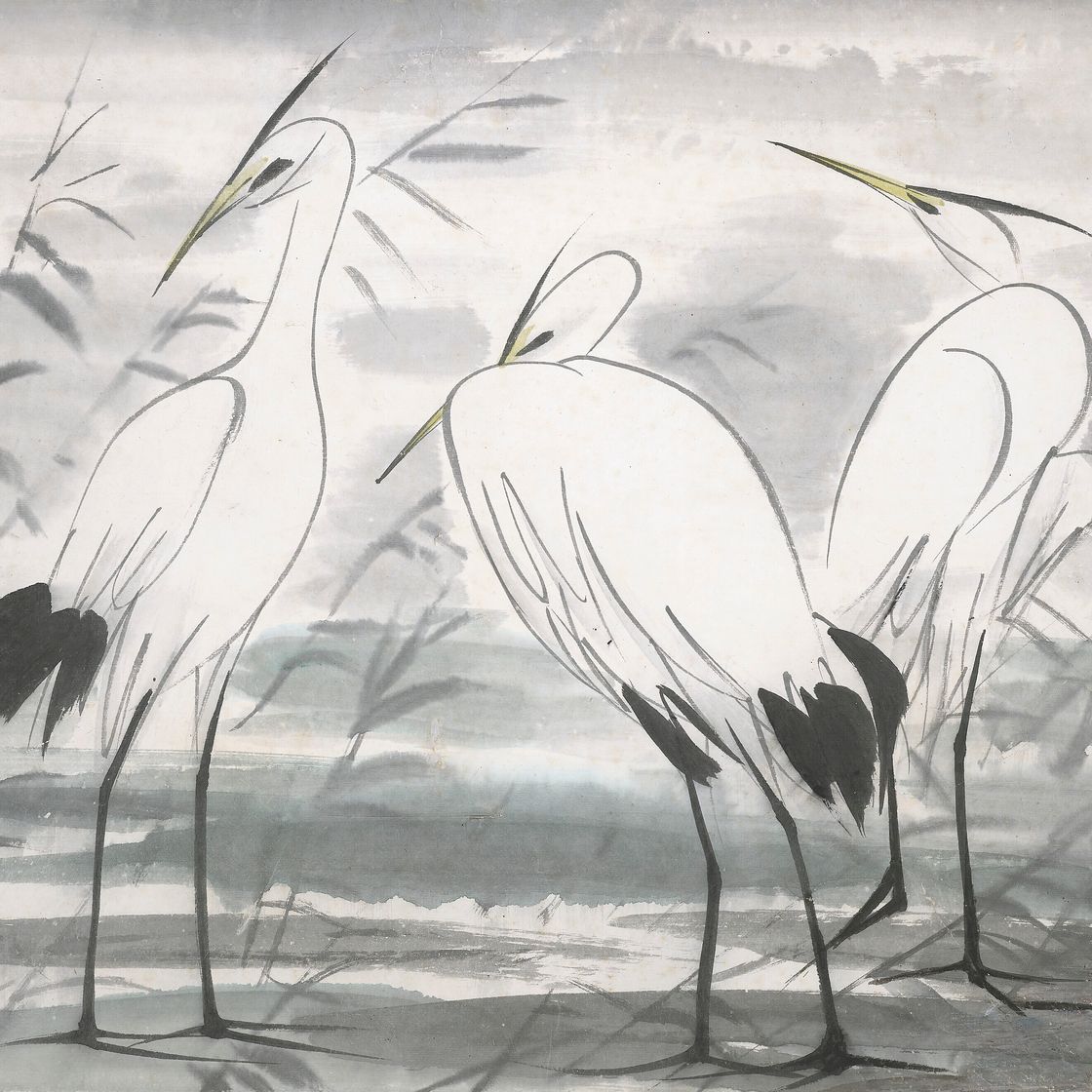 Lin Fengmian — Белые цапли и тростник