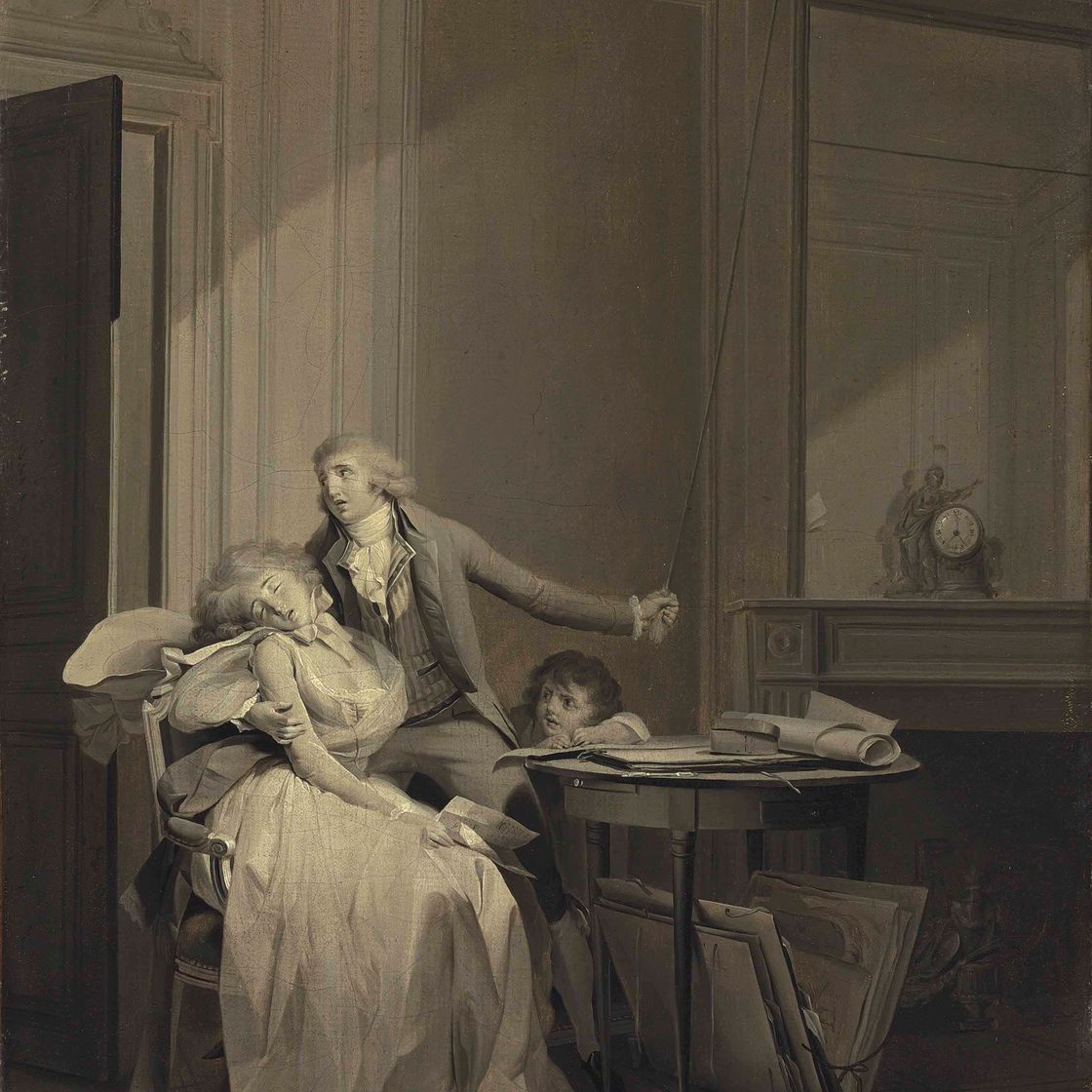 Louis Leopold Boilly — "Письмо" или "Прощальный поцелуй" - в гризайле
