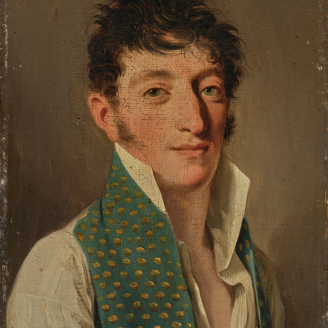 Louis Leopold Boilly — Портрет человека без одежды в жилете, украшенном кисточками