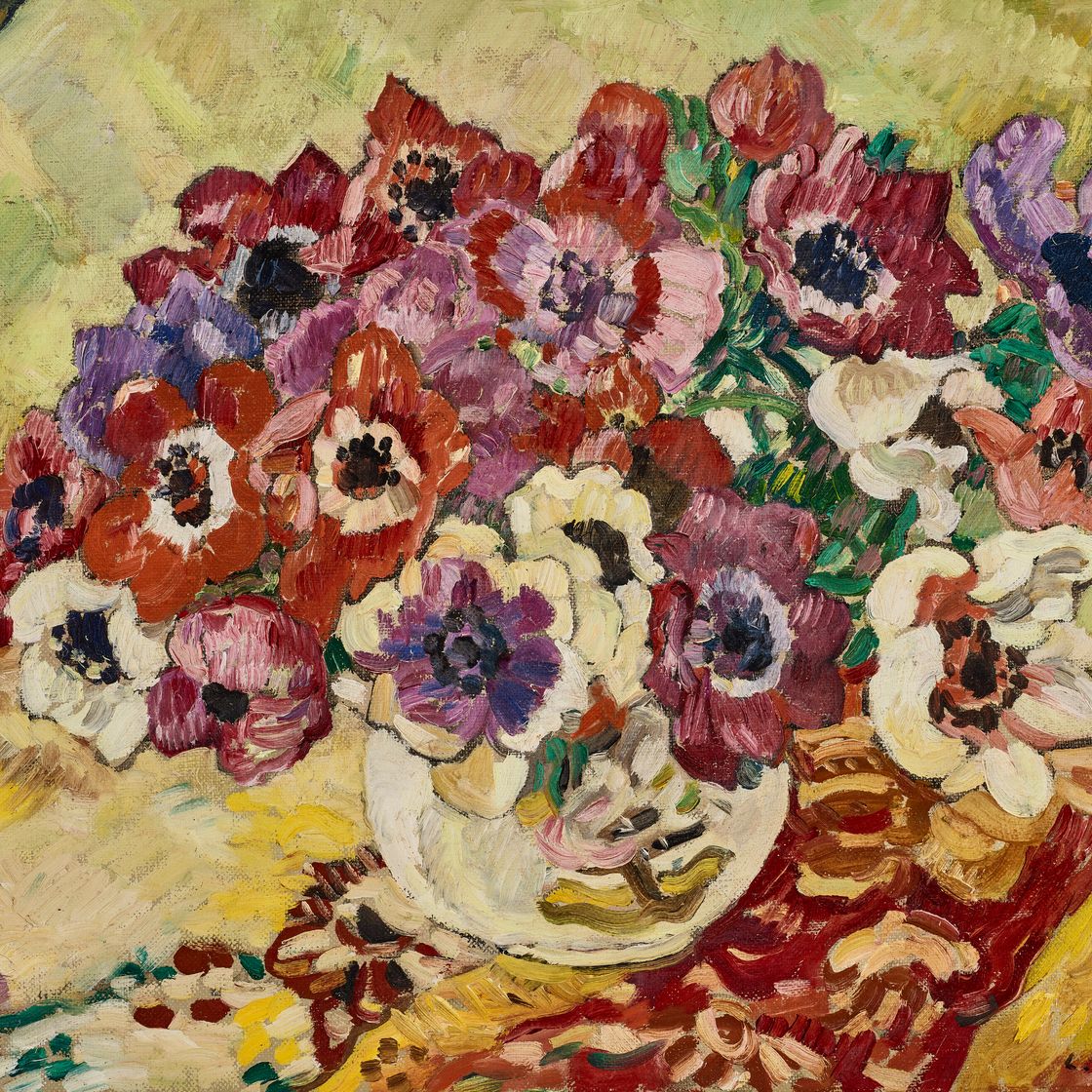Louis Valtat — Букет из анемонов в вазе в виде сердца, окруженного желтым, изображение 1