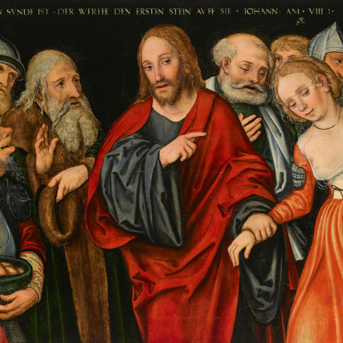 Lucas Cranach the Elder — Христос и женщина, уличенная в прелюбодеянии, изображение 1