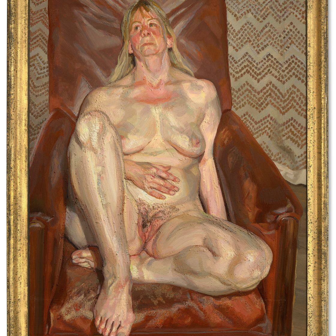 Lucian Freud — Портрет обнаженной натуры в красном кресле, изображение 2