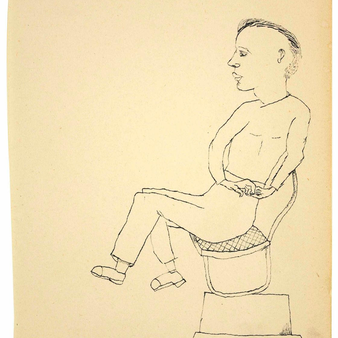 Lucian Freud — Без названия (Мужчина с котом)