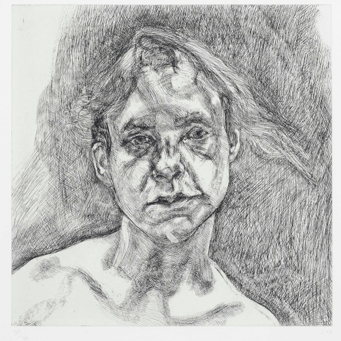 Lucian Freud — Голова обнаженной девушки