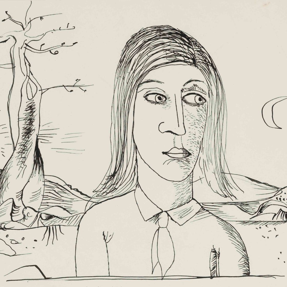 Lucian Freud — Фигура Фрейда на фоне пейзажа Крэкстона
