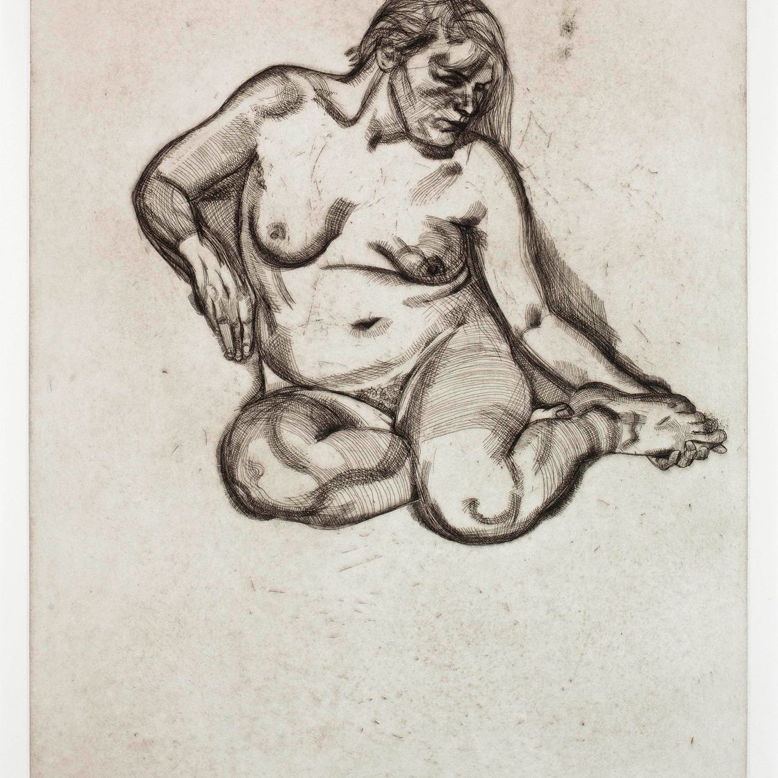 Lucian Freud — Девушка, держащаяся за ногу (H. 25; F. 34)