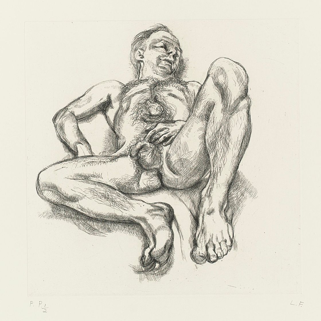 Lucian Freud — Голый мужчина на кровати, изображение 1