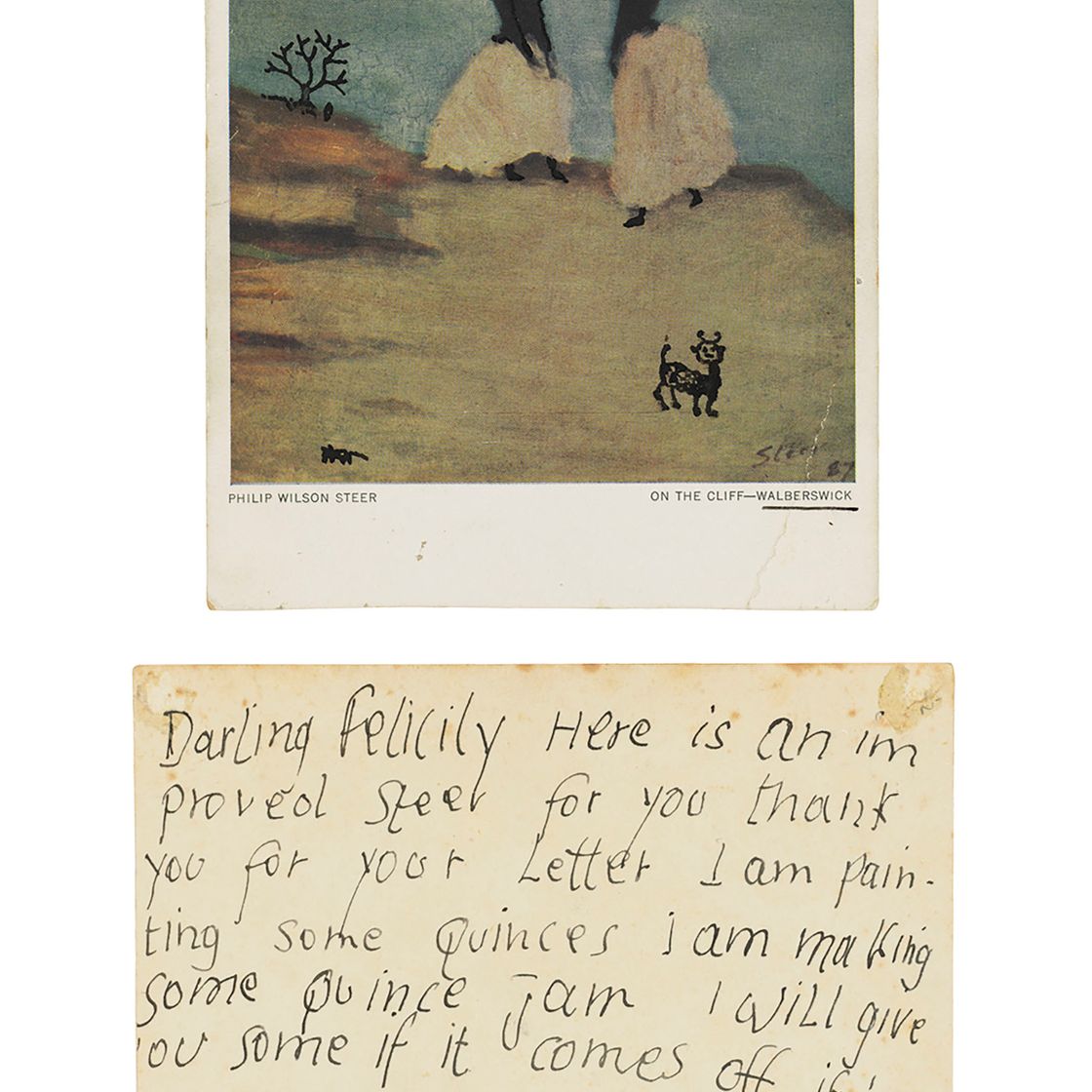 Lucian Freud — Тайник с семью открытками, адресованными Фелисити Хеллаби, две из которых с нарисованными от руки иллюстрациями, изображение 3