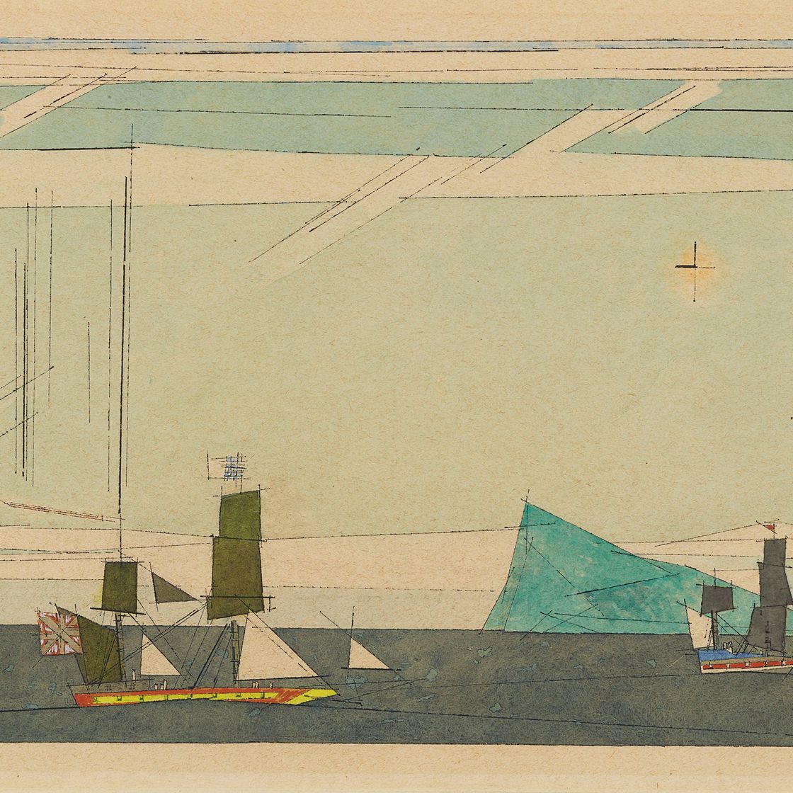 Lyonel Feininger — Два парусных корабля и Айсберг