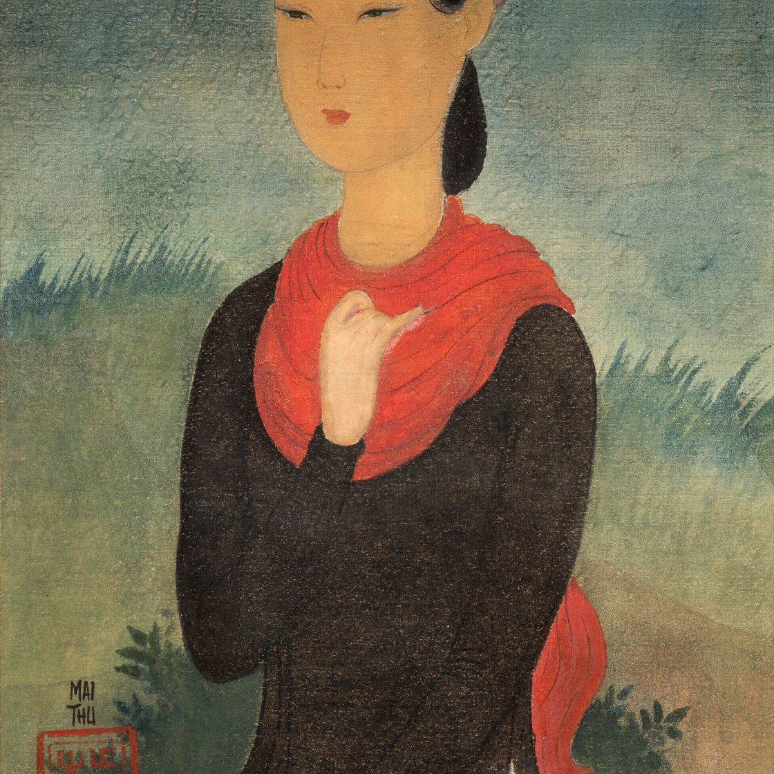 Mai Thu — Femme au châle rouge (Женщина в красной шали), изображение 1