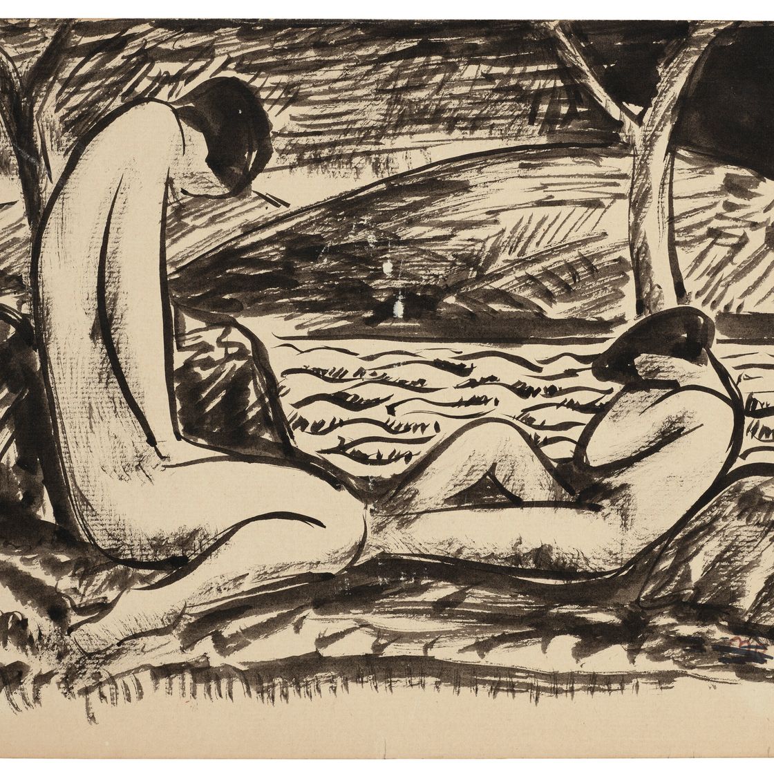 Man Ray — Две обнаженные натуры на фоне пейзажа Риджфилда (бабье лето), изображение 2