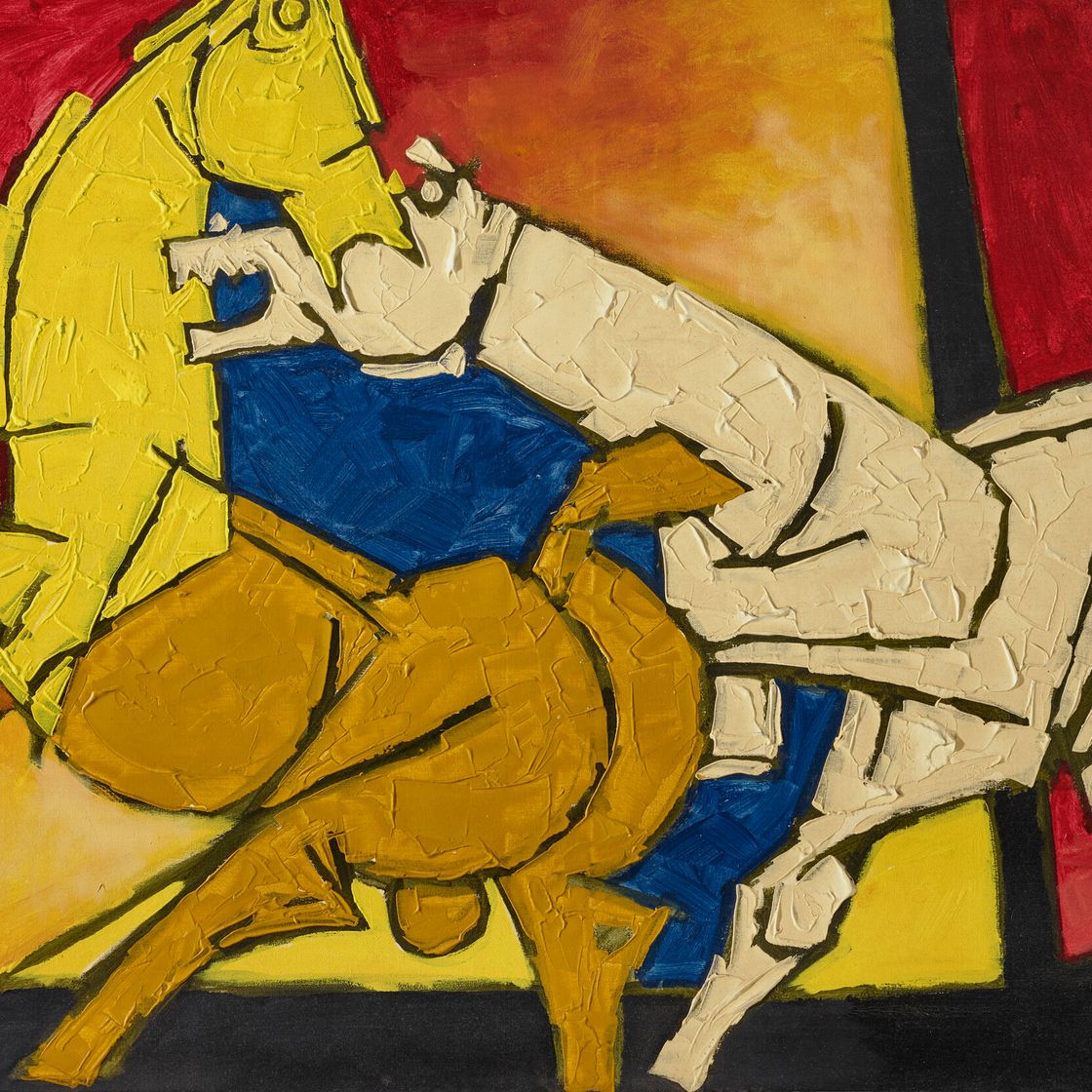 Maqbool Fida Husain — Без названия (Женщина с лошадьми), изображение 1