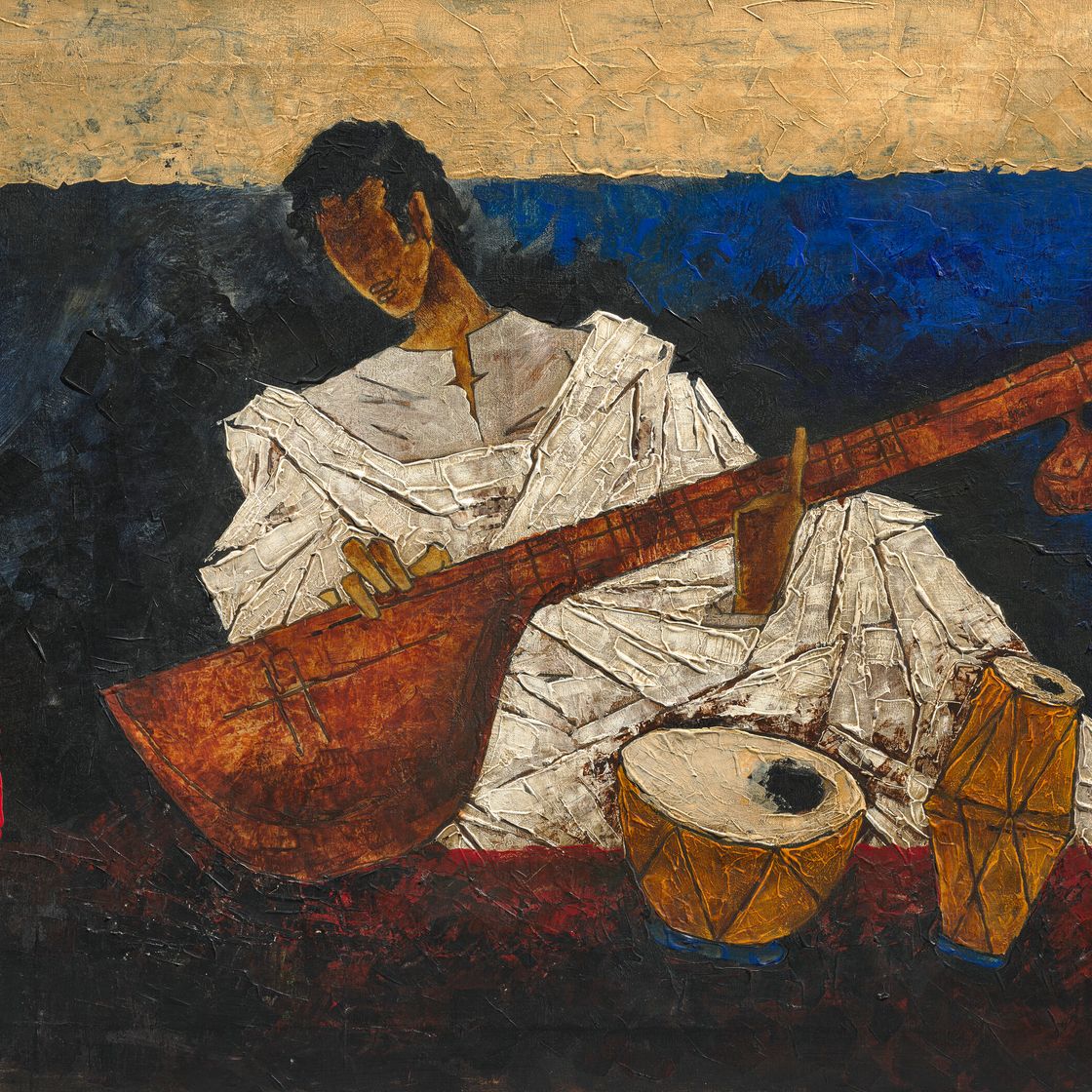 Maqbool Fida Husain — Без названия (игрок на ситаре)