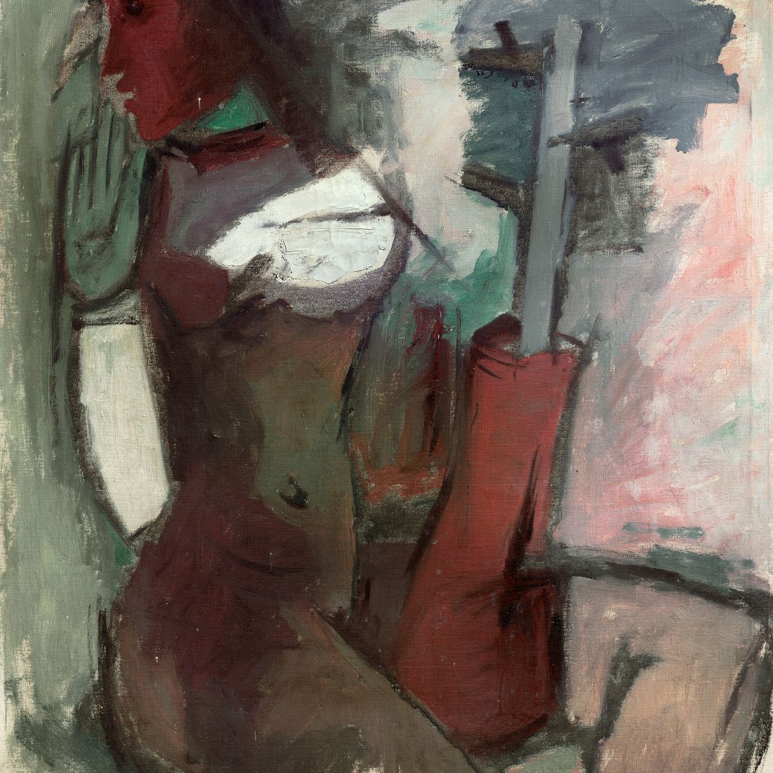 Maqbool Fida Husain — Без названия (Сидящая обнаженная)