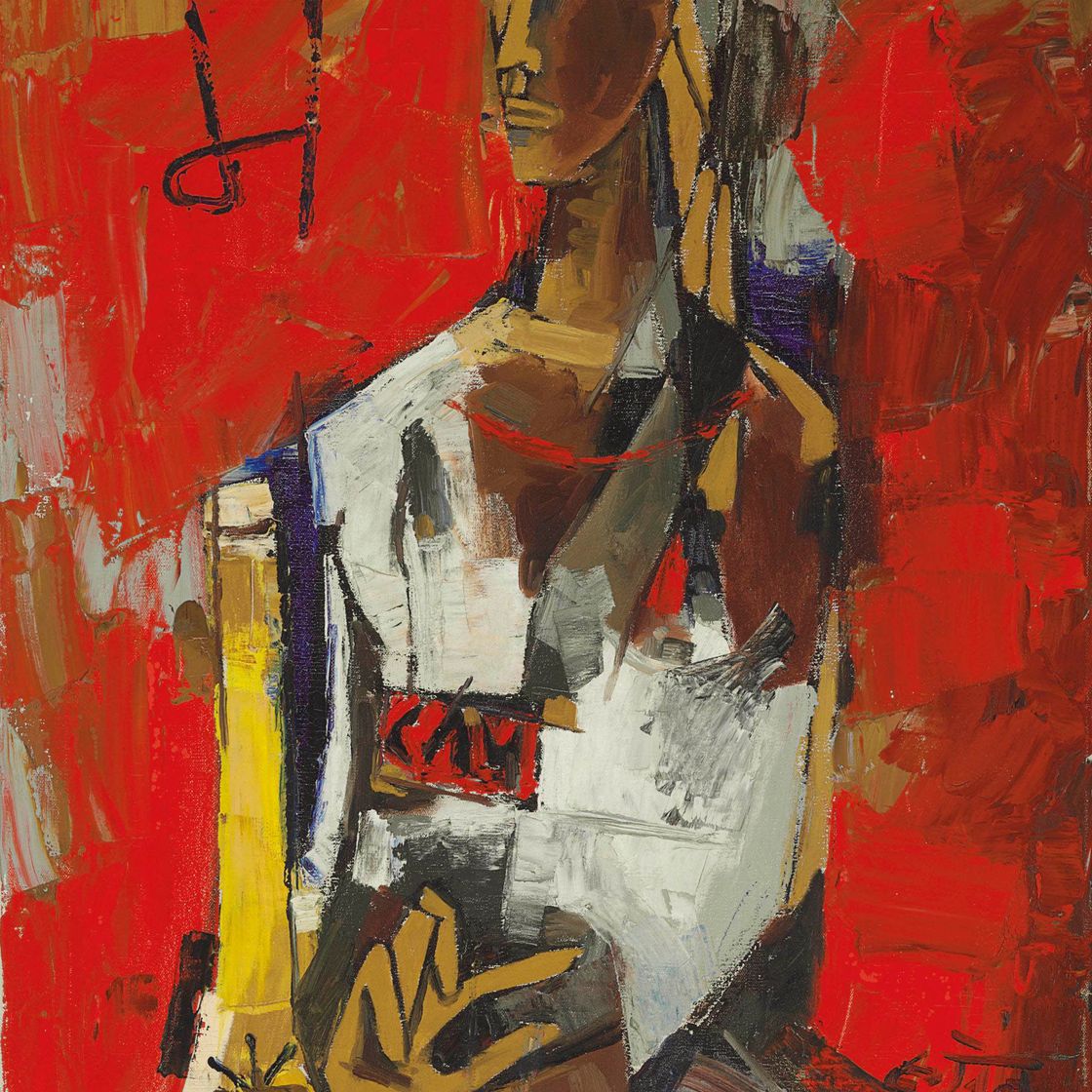 Maqbool Fida Husain — Женщина в красном