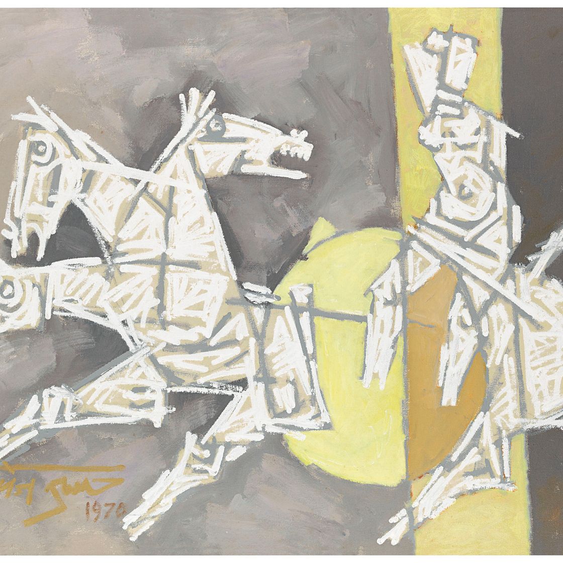 Maqbool Fida Husain — Без названия (Три лошади)