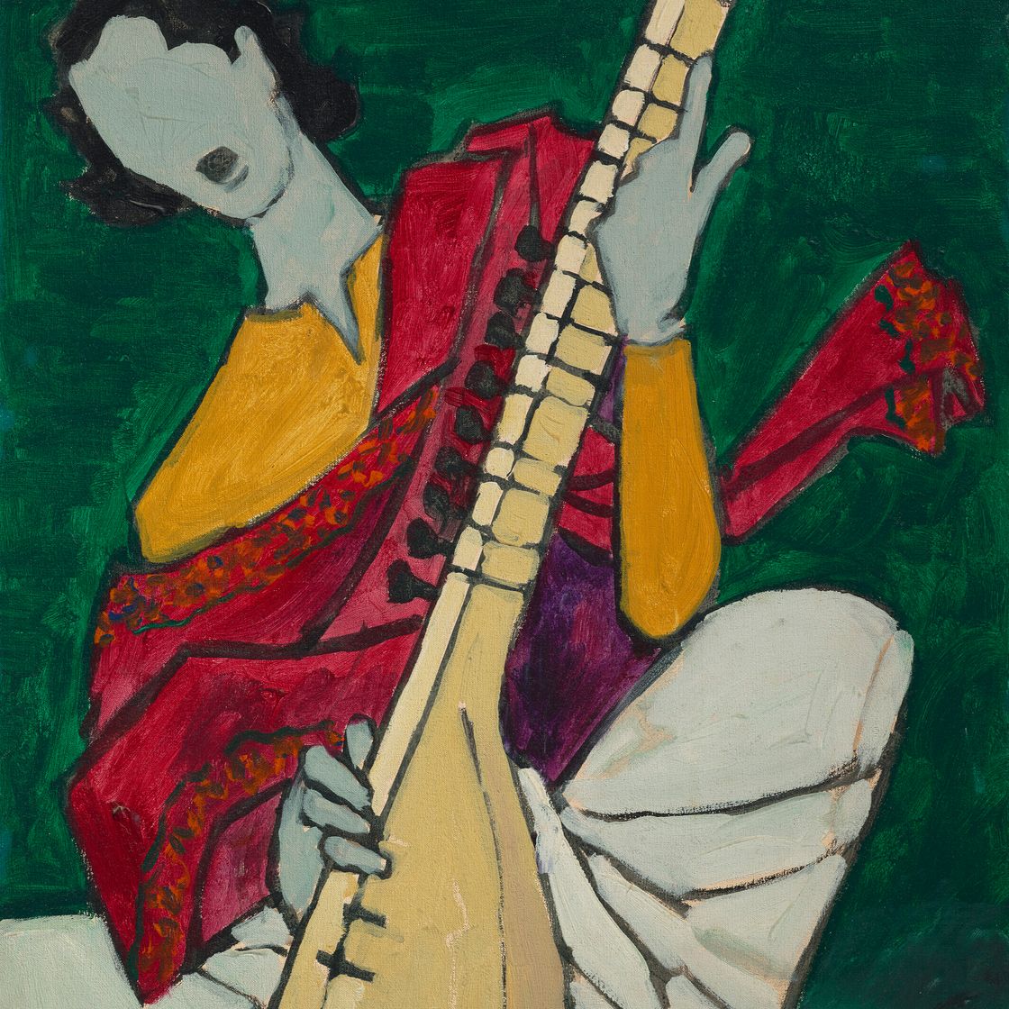 Maqbool Fida Husain — Без названия (игрок на ситаре)